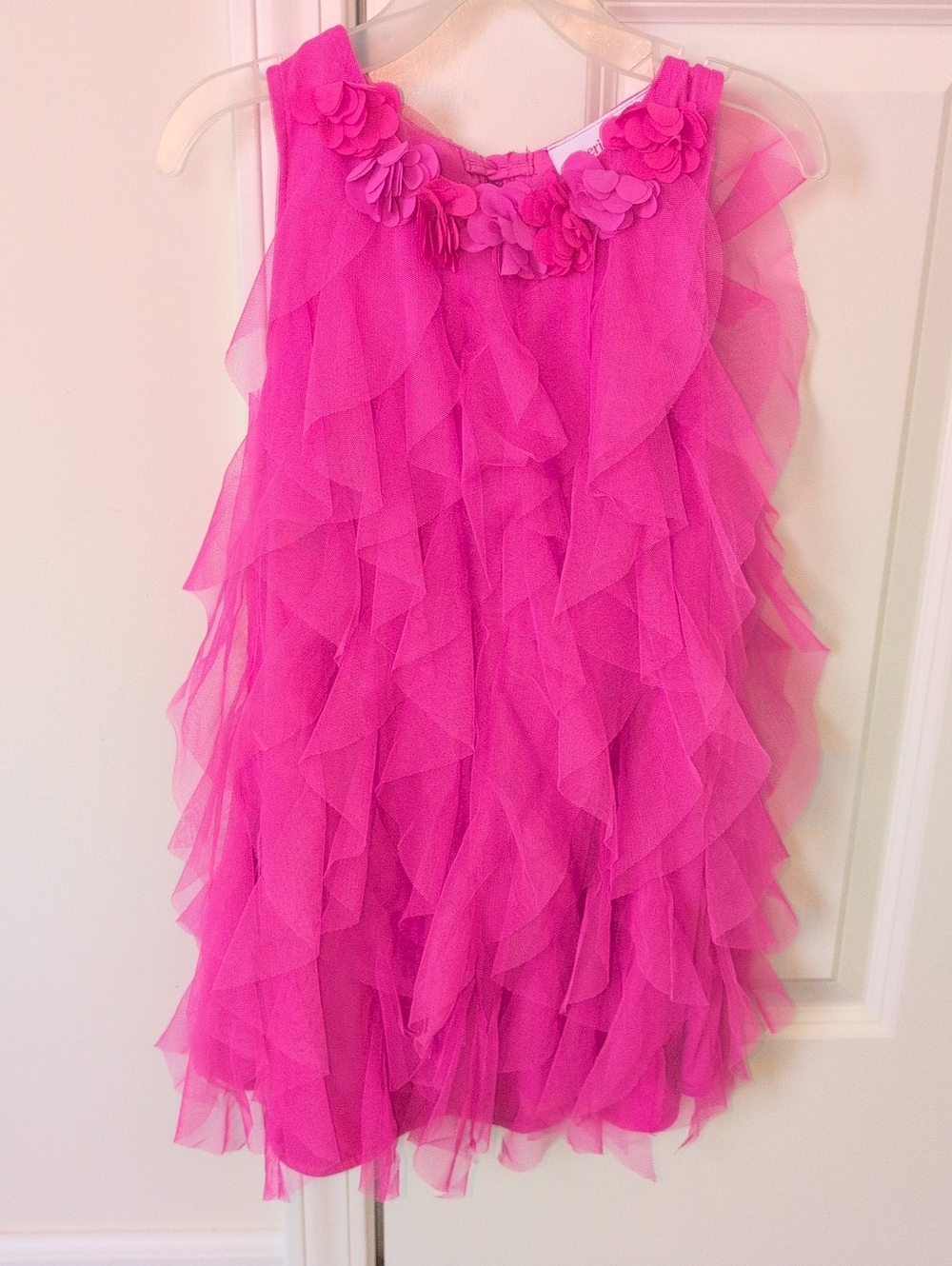 American Girl Hot Pink Layered Ruffle Skirt with Floral Neckline
